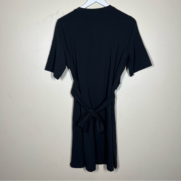 Lululemon Womens Cotton Wrap-Front T-Shirt Dress Black Size 12 Casual Basic - Picture 7 of 10
